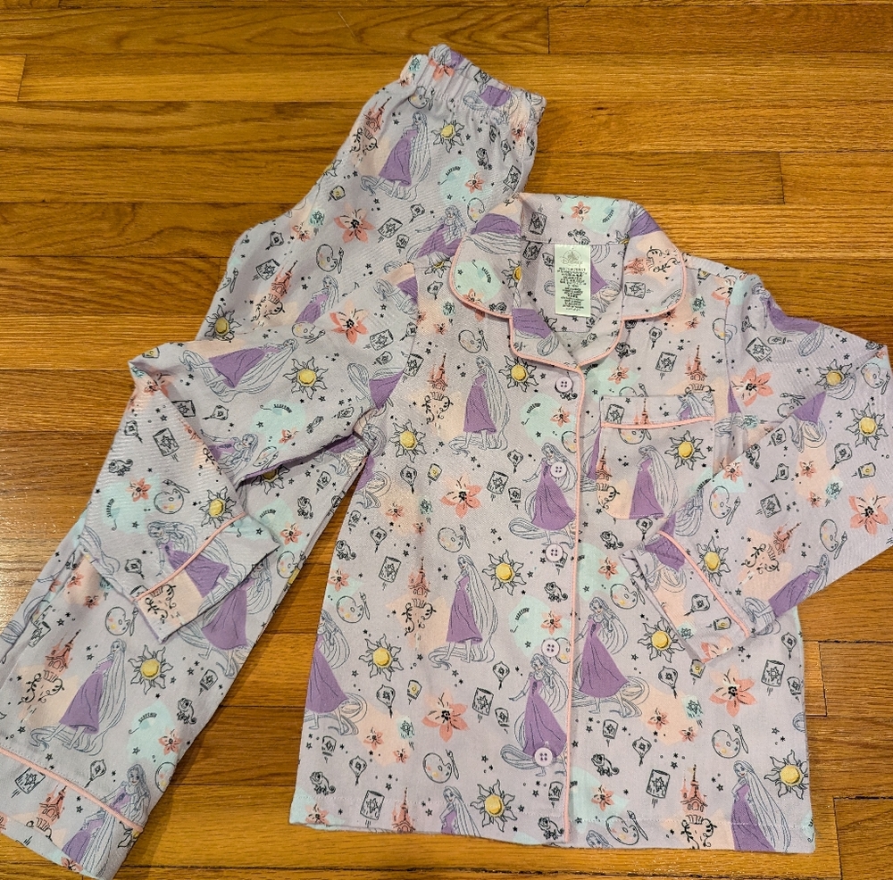 Disney Store Rapunzel Pajamas / Sleep Set - Sz 7/8 Tangled